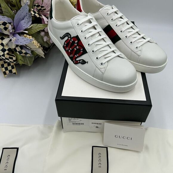 Men’s Gucci ace snake embroidered leather sneakers size 14.5 made in Italy - Picture 2 of 10